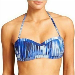 Athleta blue striped bandeau bikini top
